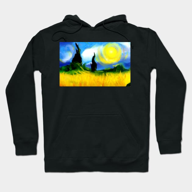 summer fields forest impressionist van gough Hoodie by druidwolfart